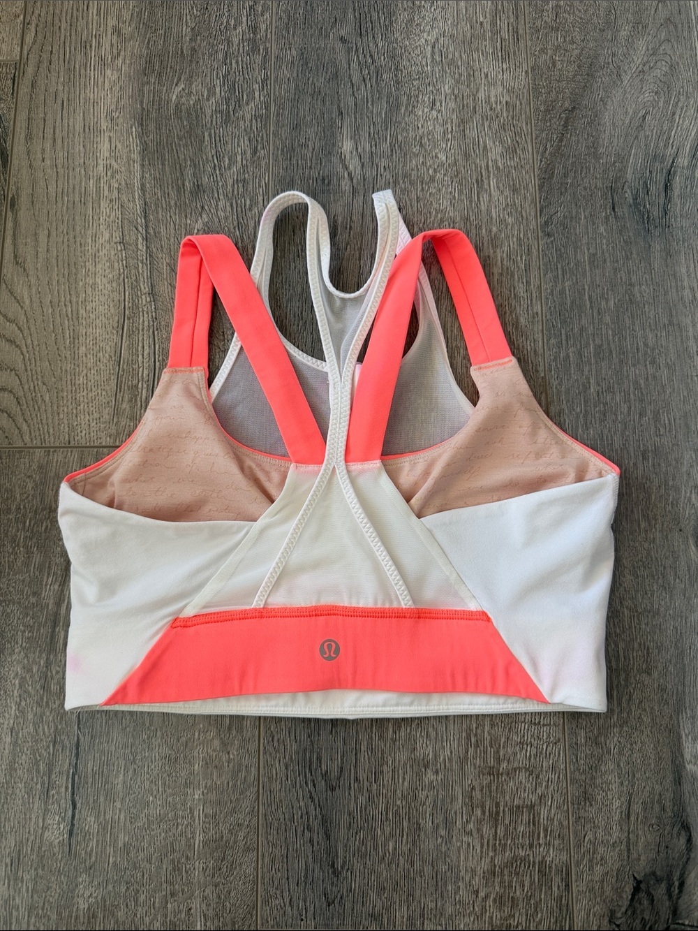 lululemon athletica White and Orange Strappy Racerback Sports Bra